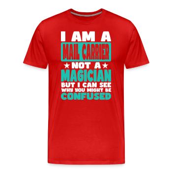 Mail Carrier - Men's Premium Organic T-Shirt - red - Front - Damien (186cm)