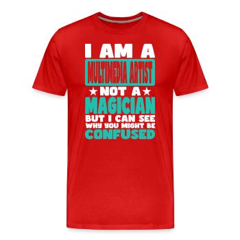 Multimedia-Künstler - Männer Premium Bio T-Shirt - Rot - Vorne - Damien (186cm)
