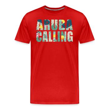 Aruba Souvenir Urlaub Aruba Calling - Männer Premium Bio T-Shirt - Rot - Vorne - Damien (186cm)