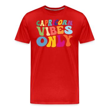 Capricorn Vibes Only Unique Colorful Style - Men's Premium Organic T-Shirt - red - Front - Damien (186cm)