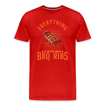 Mit BBQ-Rippchen ist alles besser - Männer Premium Bio T-Shirt - Rot - Vorne - Damien (186cm)