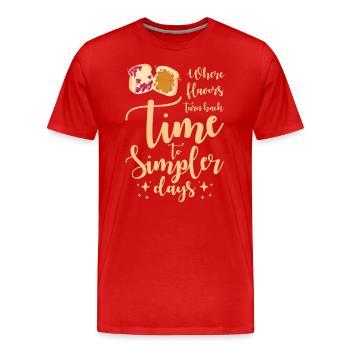 Zeit für einfachere Tage PB&J Nostalgie - Männer Premium Bio T-Shirt - Rot - Vorne - Damien (186cm)