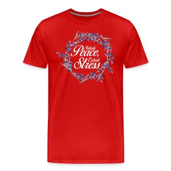 Aromatherapie Lavendel Atmen Frieden Ausatmen Stress - Männer Premium Bio T-Shirt - Rot - Vorne - Damien (186cm)