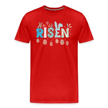 Er ist auferstanden Thema der Osterfeier - Männer Premium Bio T-Shirt - Rot - Vorne - Damien (186cm)