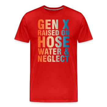 La génération X a grandi avec l’eau du tuyau et la négligence - T-shirt bio Premium Homme - rouge - Devant - Damien (186cm)
