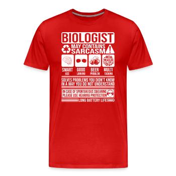Biologiste Sarcasme drôle cadeau biologiste - T-shirt bio Premium Homme - rouge - Devant - Damien (186cm)