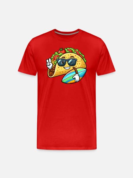 Surfender Taco Mit Sonnenbrille - Männer Premium Bio T-Shirt - Rot