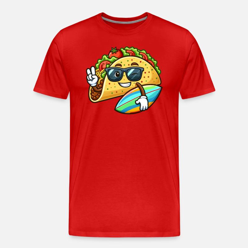 Surfender Taco Mit Sonnenbrille - Männer Premium Bio T-Shirt - Rot