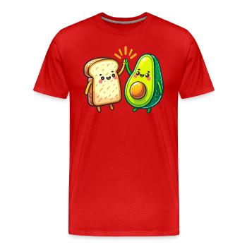 Avocado Toast Kawaii Vegetables Breakfast Food Vegan - Men's Premium Organic T-Shirt - red - Front - Damien (186cm)