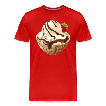 Glace à la vanille avec sauce au chocolat - T-shirt bio Premium Homme - rouge - Devant - Damien (186cm)