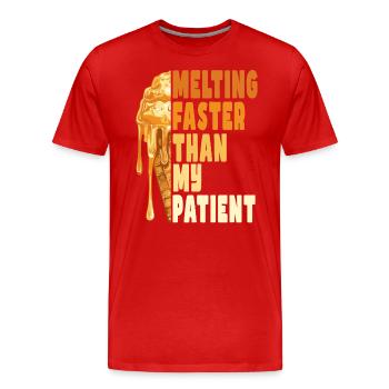 Fondre plus vite que ma patience - T-shirt bio Premium Homme - rouge - Devant - Damien (186cm)