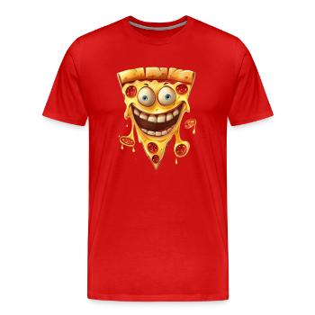 Lustige Pizza Mit Einem Großen Lächeln - Männer Premium Bio T-Shirt - Rot - Vorne - Damien (186cm)