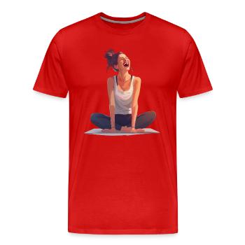 Yoga, joie bienheureuse et relaxation - T-shirt bio Premium Homme - rouge - Devant - Damien (186cm)