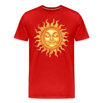 Sonniger Tag Traumhaftes Gesicht - Männer Premium Bio T-Shirt - Rot - Vorne - Damien (186cm)