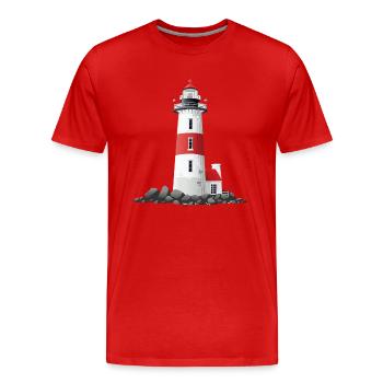 Leuchtturm An Der Felsigen Küste - Männer Premium Bio T-Shirt - Rot - Vorne - Damien (186cm)