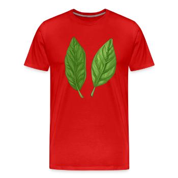 Deux feuilles de basilic Pure Nature - T-shirt bio Premium Homme - rouge - Devant - Damien (186cm)