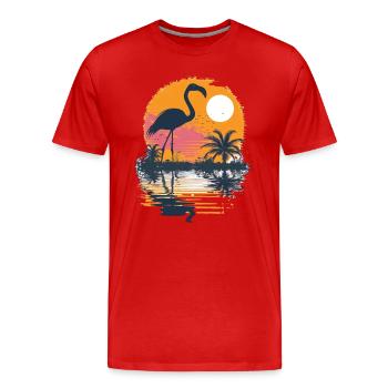 Flamingo Illustration - Men's Premium Organic T-Shirt - red - Front - Damien (186cm)
