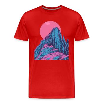 Rosa Mond Über Mystischen Bergen - Männer Premium Bio T-Shirt - Rot - Vorne - Damien (186cm)