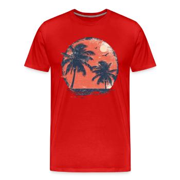 Tropischer Sonnenuntergang mit Palmen - Männer Premium Bio T-Shirt - Rot - Vorne - Damien (186cm)