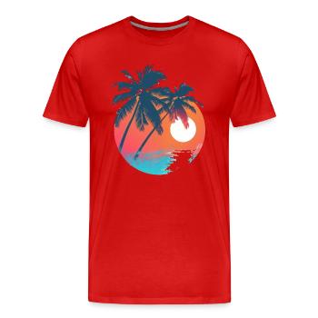 Tropischer Sonnenuntergang mit Palmen - Männer Premium Bio T-Shirt - Rot - Vorne - Damien (186cm)