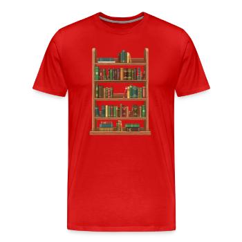 Étagère pleine de littérature classique - T-shirt bio Premium Homme - rouge - Devant - Damien (186cm)