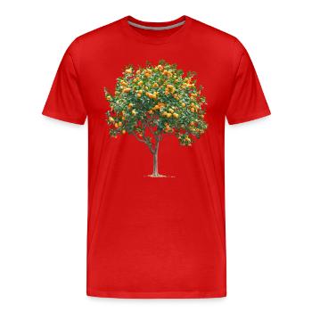 Orange tree full of ripe fruits - Men's Premium Organic T-Shirt - red - Front - Damien (186cm)
