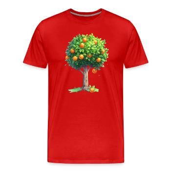 Saftiger Orangenbaum In Vollblüte - Männer Premium Bio T-Shirt - Rot - Vorne - Damien (186cm)