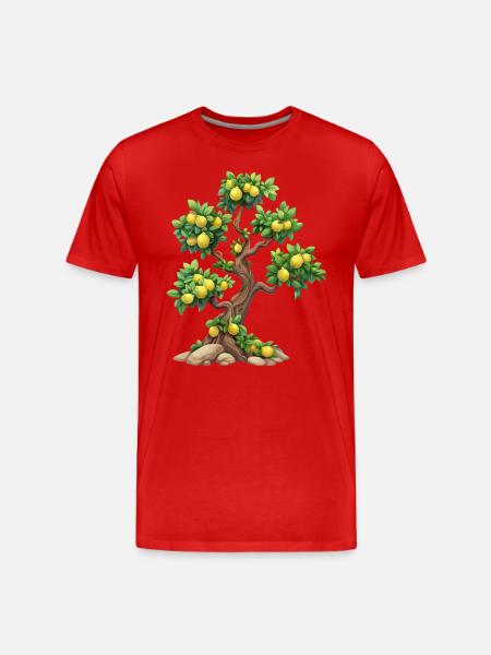 Lemon Tree, Natural Idyll, Refreshment - Men's Premium Organic T-Shirt - red