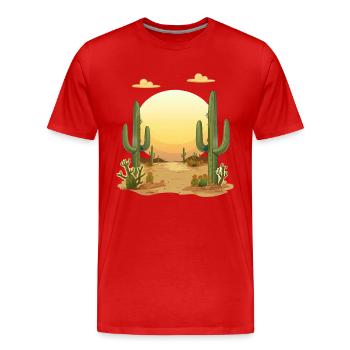 Paysage désertique au coucher du soleil - T-shirt bio Premium Homme - rouge - Devant - Damien (186cm)