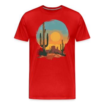Sonnenuntergang Wüstenlandschaft - Männer Premium Bio T-Shirt - Rot - Vorne - Damien (186cm)