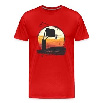 Sonnenaufgang Korbwurf Basketball Szene - Männer Premium Bio T-Shirt - Rot - Vorne - Damien (186cm)