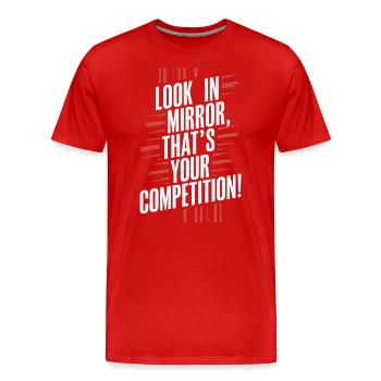 Miroir Miroir Message de motivation - T-shirt bio Premium Homme - rouge - Devant - Damien (186cm)