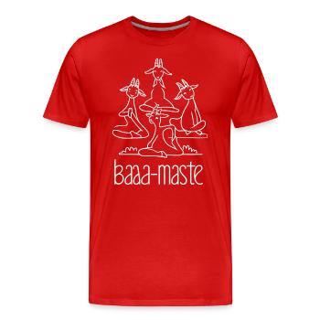 Baaa Mast Relaxed Goats Yoga Pose - Men's Premium Organic T-Shirt - red - Front - Damien (186cm)