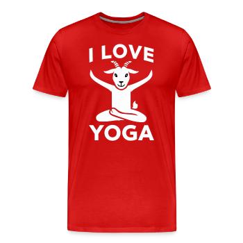 Ziegenyoga Für Entspannung Und Spaß - Männer Premium Bio T-Shirt - Rot - Vorne - Damien (186cm)