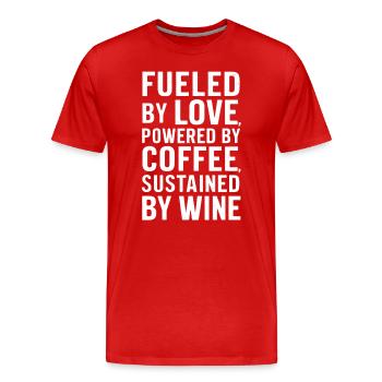 Getrieben Von Liebe, Kaffee und Wein - Männer Premium Bio T-Shirt - Rot - Vorne - Damien (186cm)