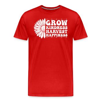 Cultiver la convivialité Récolter le bonheur - T-shirt bio Premium Homme - rouge - Devant - Damien (186cm)