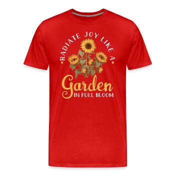 Strahle Freude Wie Ein Blühender Garten - Männer Premium Bio T-Shirt - Rot - Vorne - Damien (186cm)