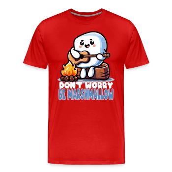 Sorglos Wie Ein Marshmallow Mit Gitarre - Männer Premium Bio T-Shirt - Rot - Vorne - Damien (186cm)