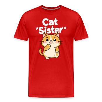 Sœur de chat Compagnon félin mignon et fantaisiste - T-shirt bio Premium Homme - rouge - Devant - Damien (186cm)