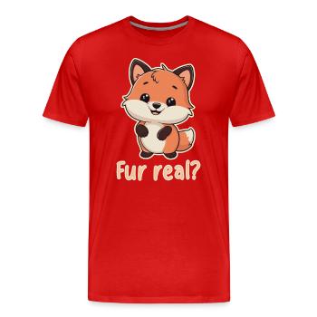 Pelz echt? Niedliche Fuchs-Illustration - Männer Premium Bio T-Shirt - Rot - Vorne - Damien (186cm)