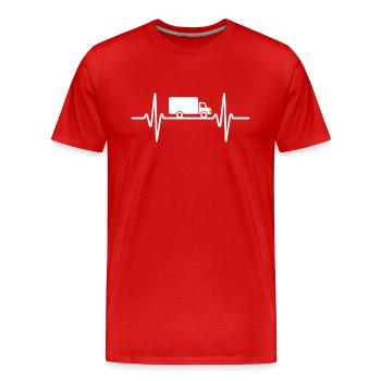 Herzschlag LKW Fahrer Leben - Männer Premium Bio T-Shirt - Rot - Vorne - Damien (186cm)