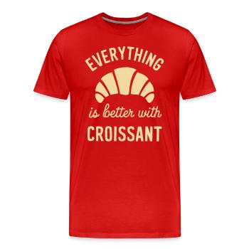 Alles Ist Besser Mit Croissant - Männer Premium Bio T-Shirt - Rot - Vorne - Damien (186cm)