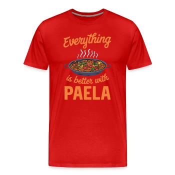 Tout est meilleur avec la paella - T-shirt bio Premium Homme - rouge - Devant - Damien (186cm)