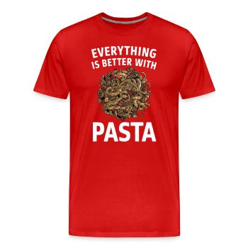 Alles Ist Besser Mit Pasta - Männer Premium Bio T-Shirt - Rot - Vorne - Damien (186cm)