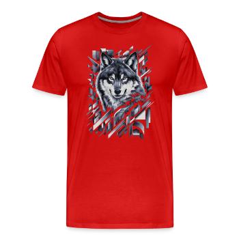 Wolf Kunstwerk Geometrische Formen - Männer Premium Bio T-Shirt - Rot - Vorne - Damien (186cm)
