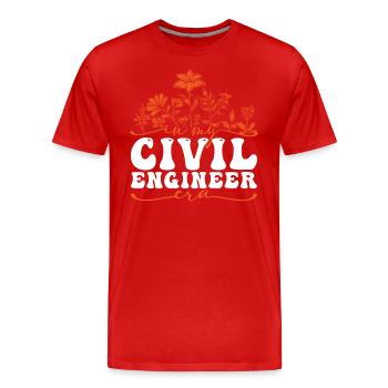 Dans mon Génie Civil Époque Motif Floral - T-shirt bio Premium Homme - rouge - Devant - Damien (186cm)