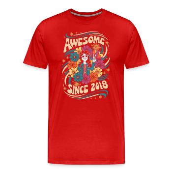 Vintage 2018 Hippie Anniversaire Rétro Fleurs - T-shirt bio Premium Homme - rouge - Devant - Damien (186cm)