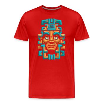 Dieu Maya Mythologie Maya Itzamna Masque Ancien - T-shirt bio Premium Homme - rouge - Devant - Damien (186cm)
