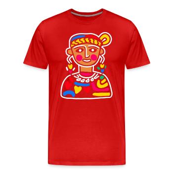 Aztec God Ancient Mythology Coatlicue Colorful - Men's Premium Organic T-Shirt - red - Front - Damien (186cm)