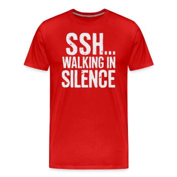 SSH... Silent Walking In Stille Genießen - Männer Premium Bio T-Shirt - Rot - Vorne - Damien (186cm)